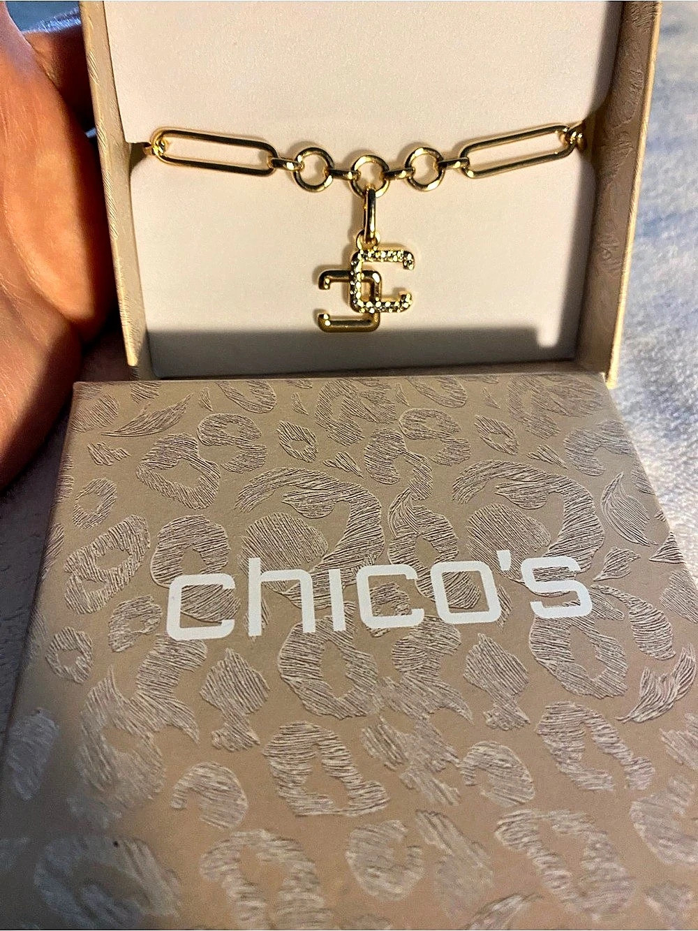 chico's B&C Cuff Charm Necklace Gold-Tone Charm Necklace NWT
